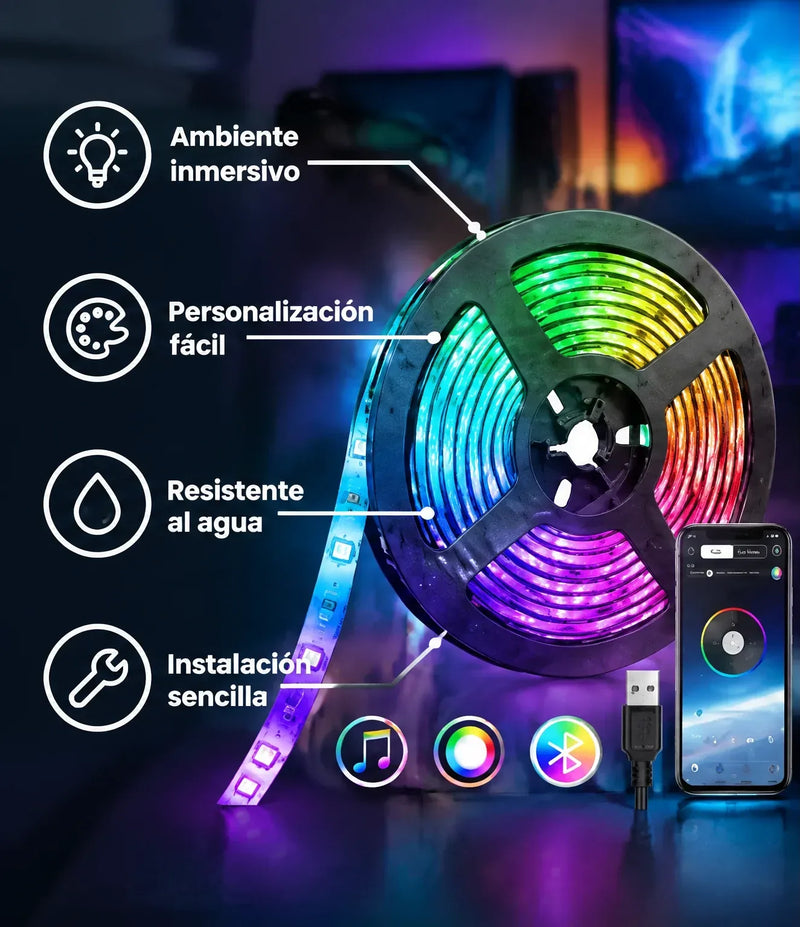 Cinta Led Luces Multicolor 5 Metros Bt